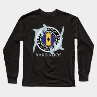 Hammerhead Shark Flag of Barbados Long Sleeve T-Shirt